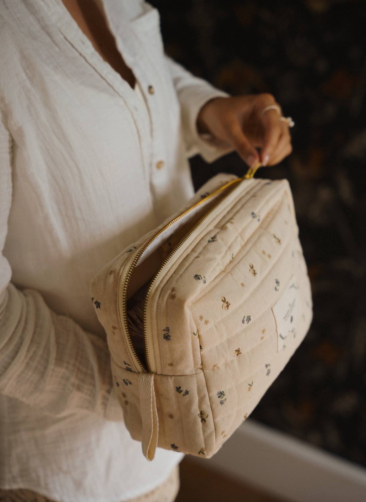 Trousse de voyage doublée － Ondulée Botanique