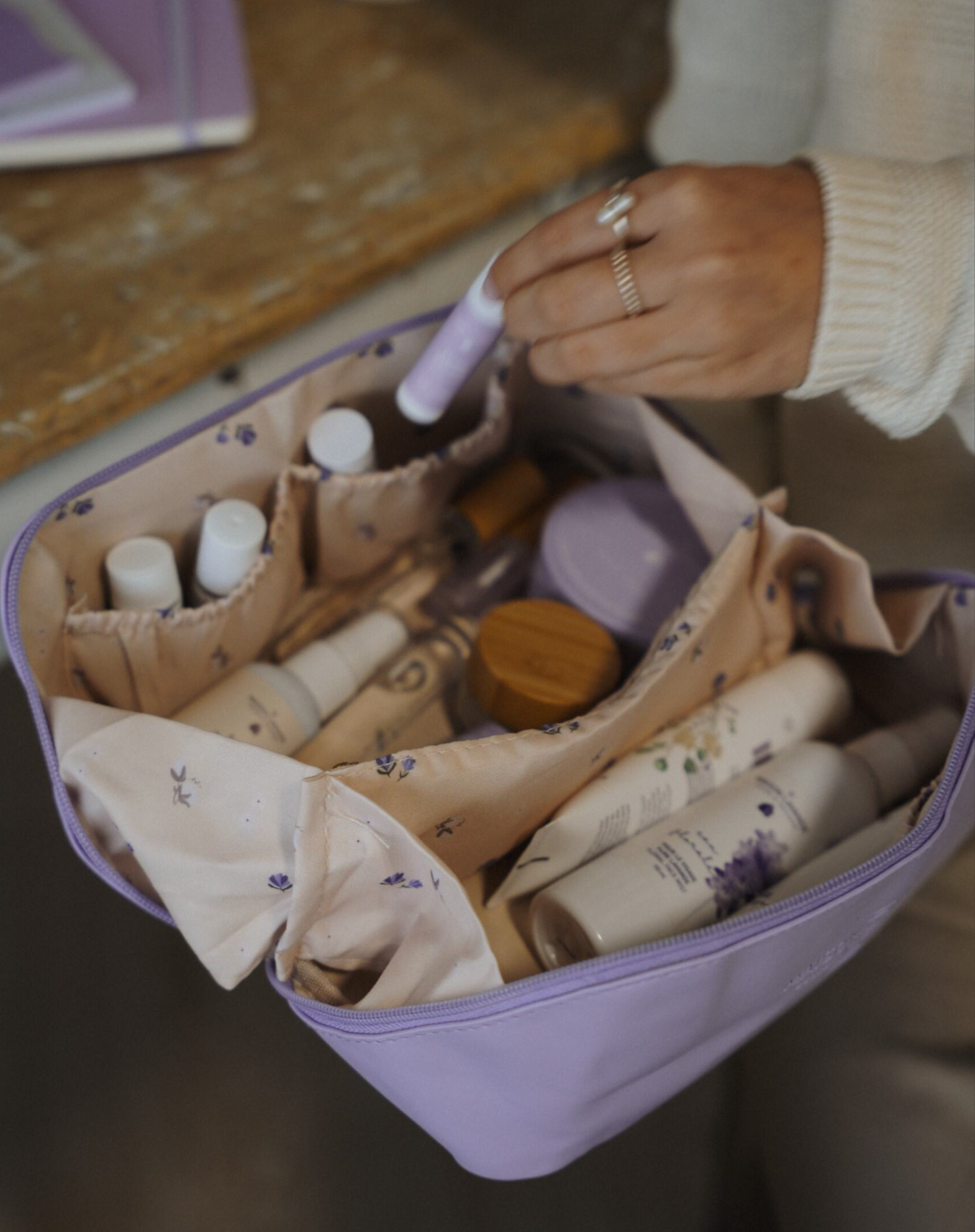 Trousse de maquillage en cuir végane