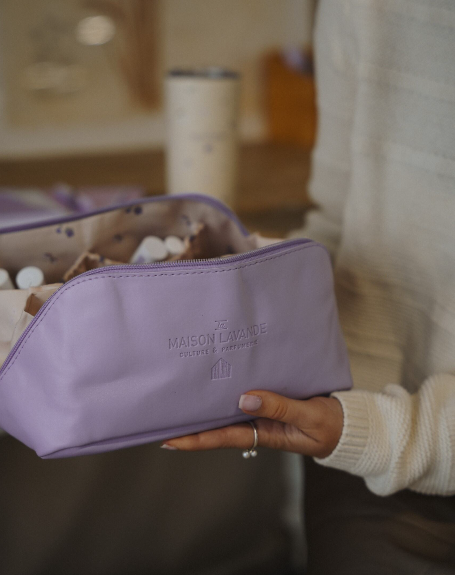 Trousse de maquillage en cuir végane