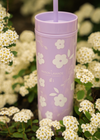 Reusable tumbler with straw - Lavender & flowers