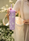 Reusable tumbler with straw - Lavender & flowers