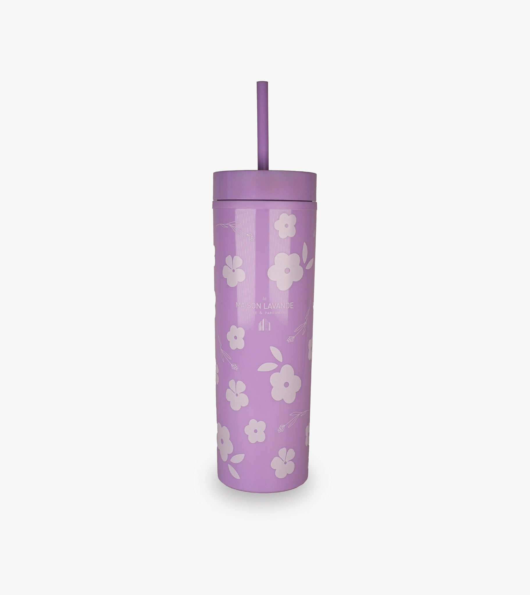 Reusable tumbler with straw - Lavender & flowers