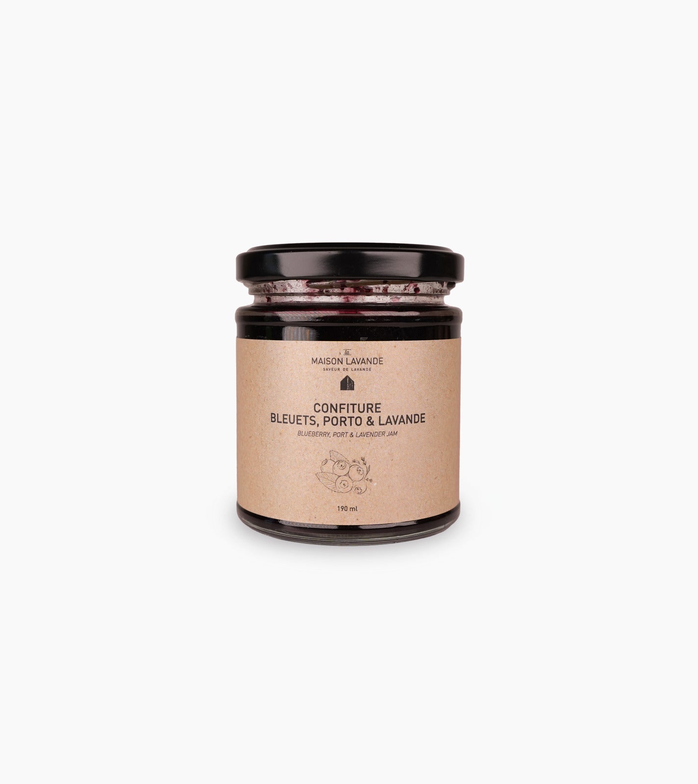 Confiture bleuets, porto & lavande