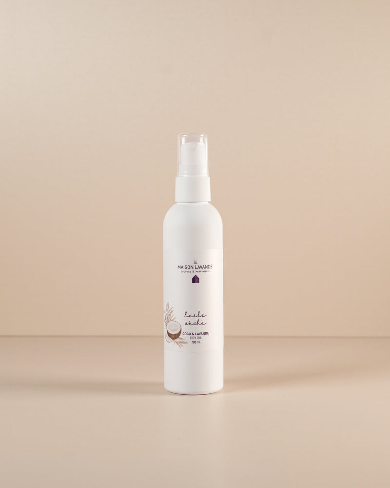 Huile seche fragrance de Coco et lavande par La Maison Lavande